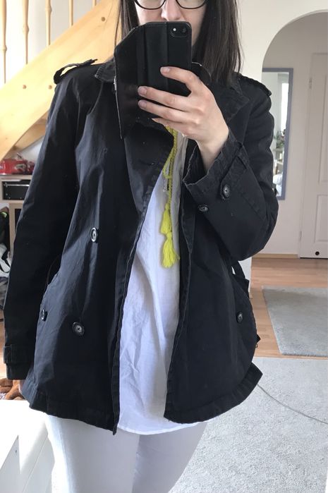 Czarna kurta wiosenna trencz Jackpot S