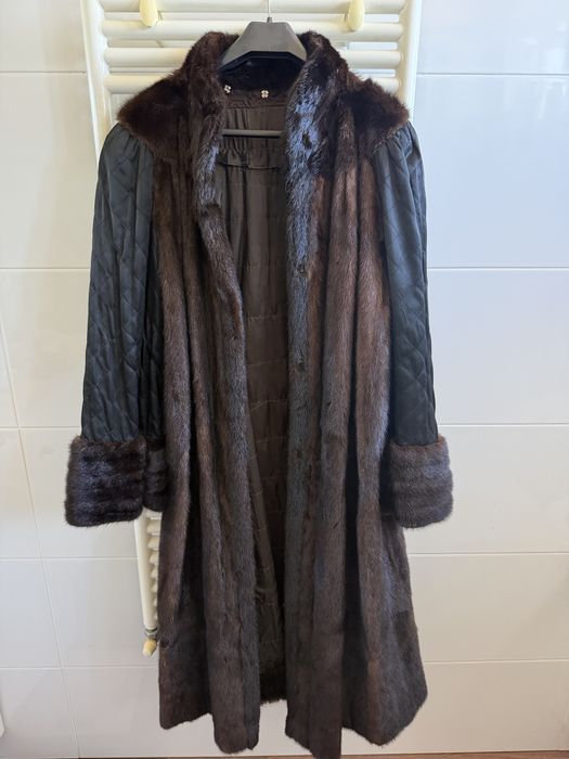 Casaco de vison genuino castanho