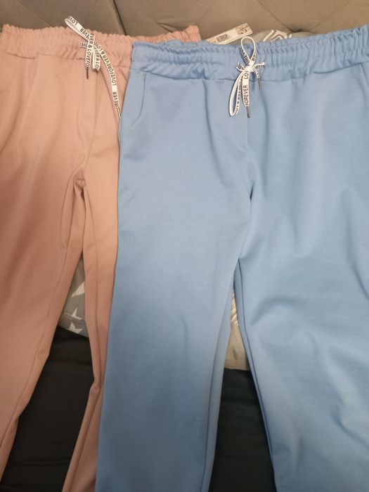 NOWE WŁOSKIE spodnie plus size  kolor puder róż I błękit