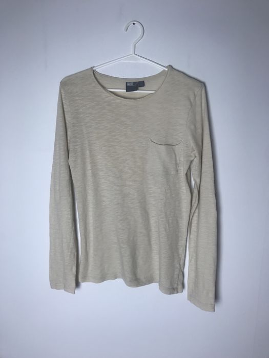 Beżowy klasyczny bawełniany top z długim rękawem Asos