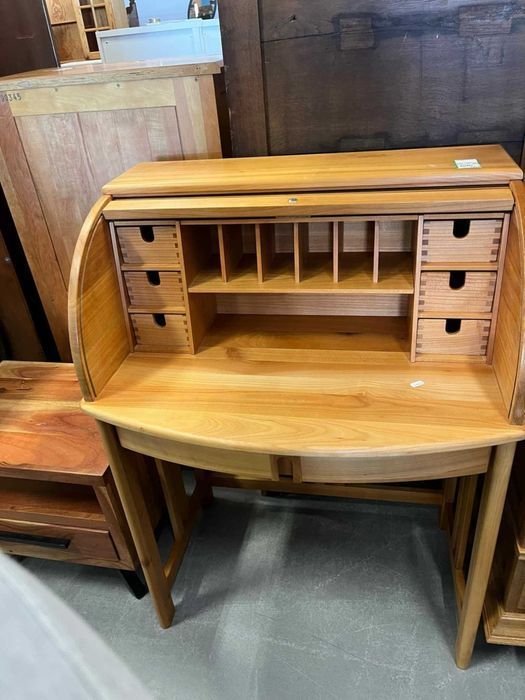 Mały sekretarzyk jasny drewniany biurko z roletą lite drewno FV DOWÓZ