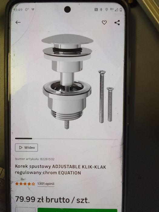 Korek spustowy klik-klak equation chrom