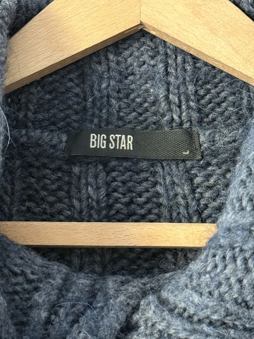 Sweter Big Star granatowy wełna wełniany zimowy gruby alpaka