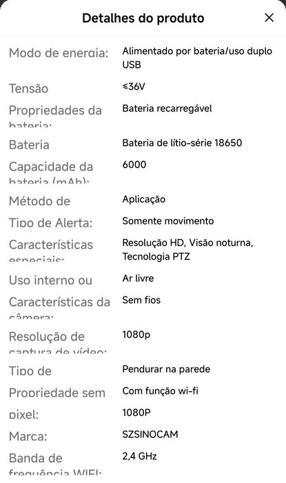 Câmera Segurança Exterior/Sem fios