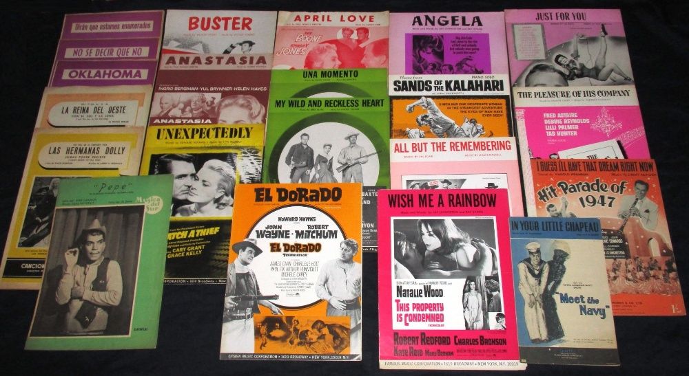 Partituras Pautas musicais Filmes Cinema Vintage