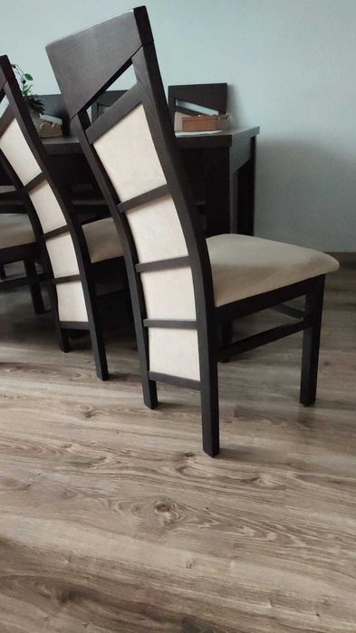 Krzesło/ krzesła do jadalni 10sztuk ciemny brąz z beżem