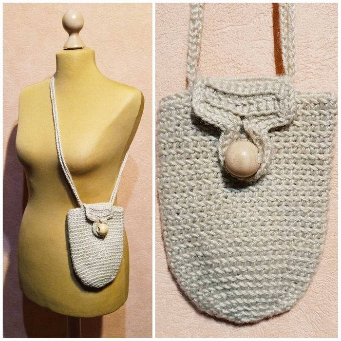 Женская маленькая вязаная сумочка для телефона (ручная работа).