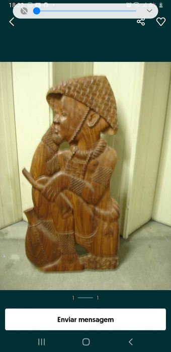 Esculturas Antiga  Feita Mão Madeira