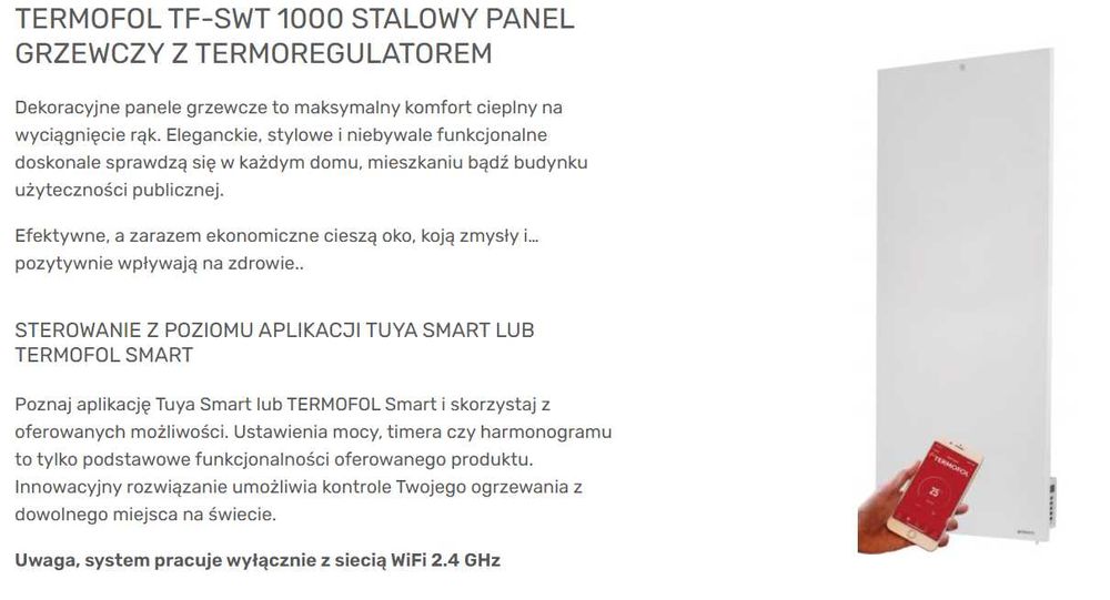 stalowe panele grzewcze z termoregulatorem na podczerwień TERMOFOL