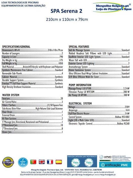 Jacuzzi 2 pessoas  4.674.00€ Mergulho Salgado Piscinas e Spas