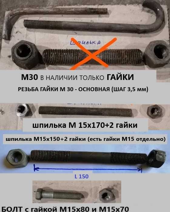 Шпилька/гайка М30.М24.М20.М15.М10.12.8/Болт М15.М24. Шайба Гровера М10 ...