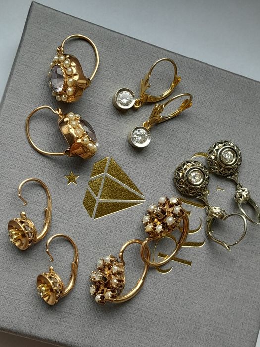 Retro Kolczyki Brylanty 0.53ct Złoto 585 WYCENA