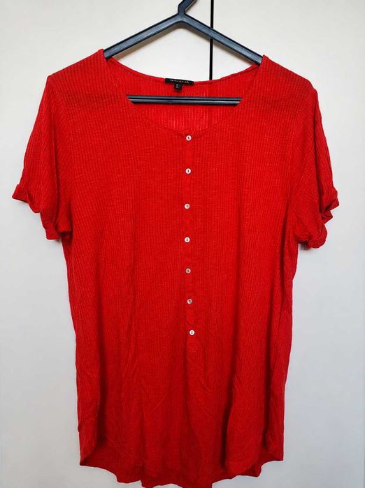Blusa Manga Curta Canelada Vermelha - Massimo Dutti