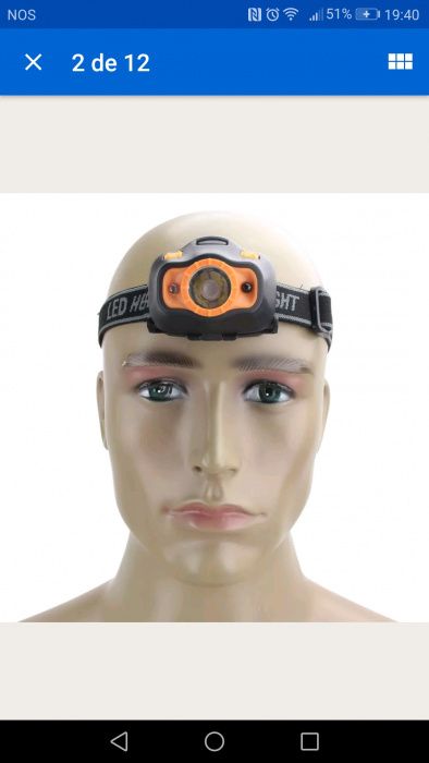 Lanterna led cabeça com sensor/mao64729695562754122