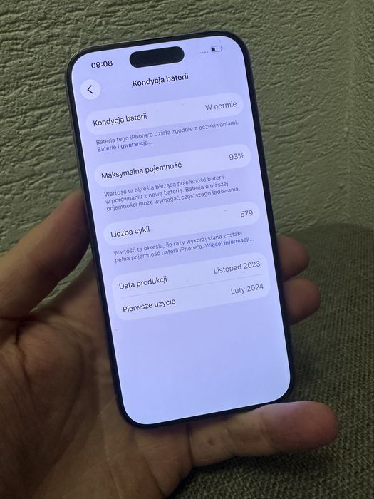 Iphone 15 pro 128gb 93% bateria, gwarancja