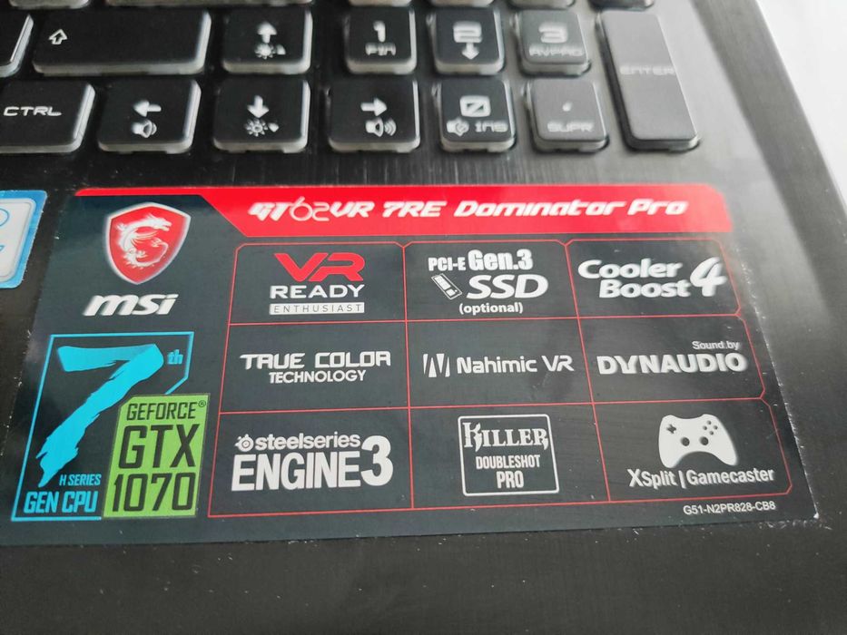 MSI GT62VR 7RE Dominator Pro GTX1070 8GB