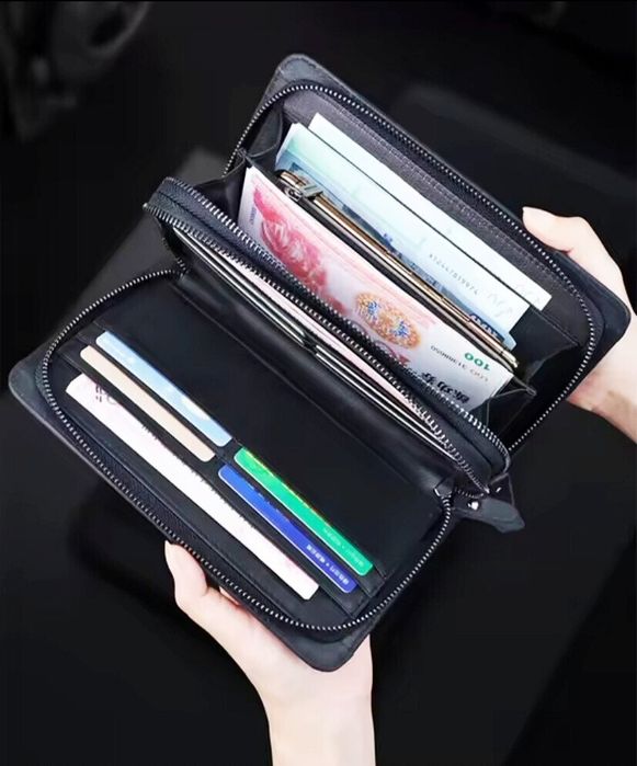 Кожаная мужская Барсетка. .Цвет- Dark Coffee и Черный