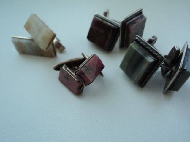 Запонки серебро 875  "Русские Самоцветы"