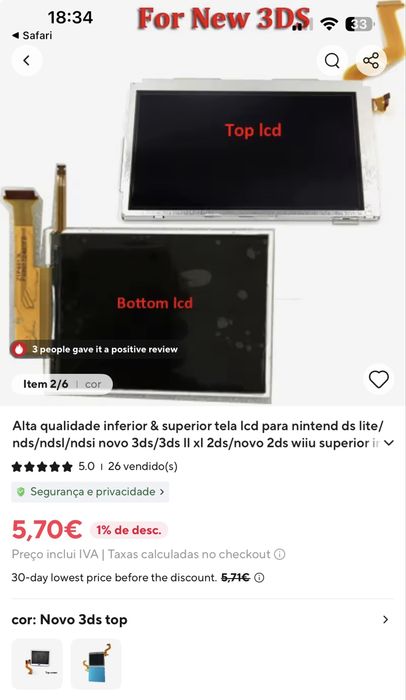 Nintendo DS com avaria display