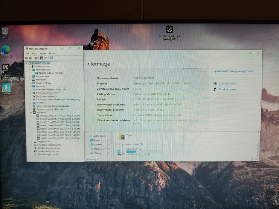 Komputer Gamingowy i7-6700,RTX 3080,16 GB,SSD,Win 11