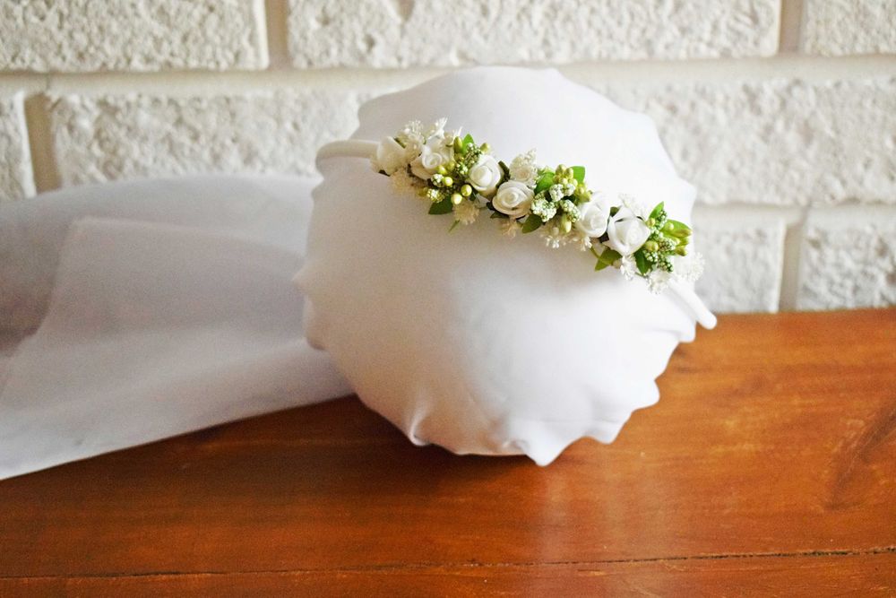 Opaska do komunii delikatna zielono biała