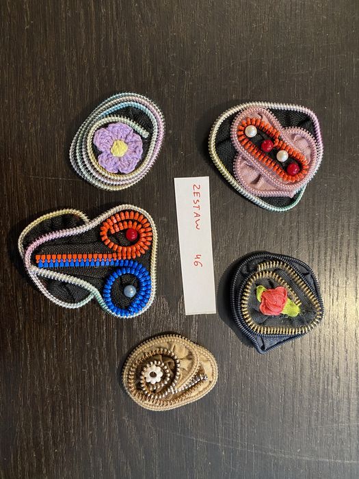 Broszki handmade z suwaków unikat zestaw 46