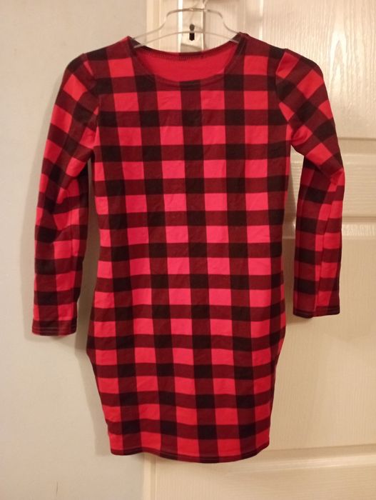 Sukienka czerwona w kratkę świąteczna 140