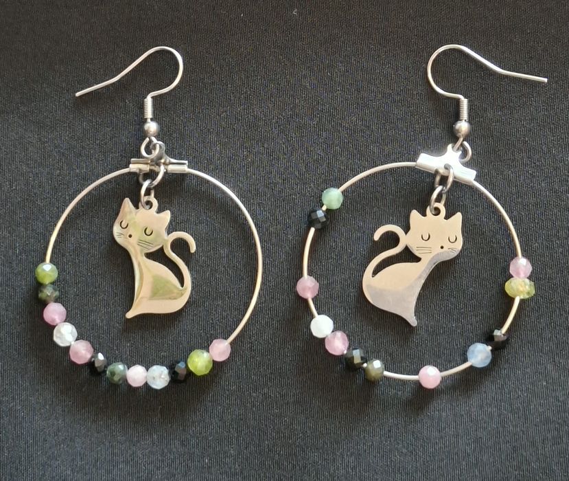 Kolczyki ekstrawaganckie z turmalinem wielokolorowym