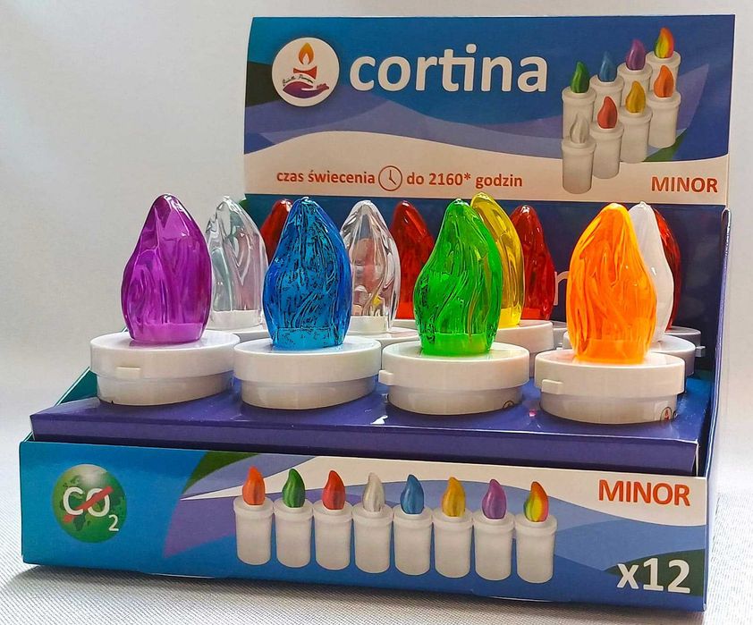 Cortina Znicz LED multikolor, z efektem migotania, 2xR6 - 12 szt