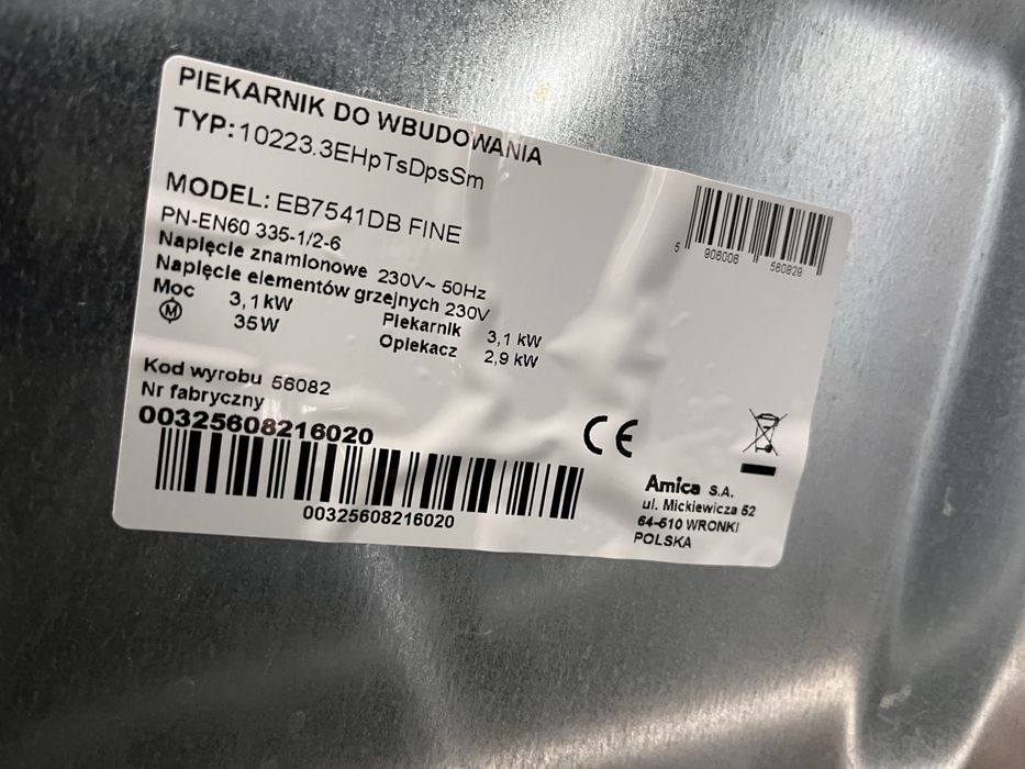 Piekarnik Amica A 60L |12msc | BD stan |Dowóz