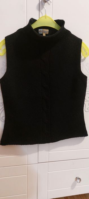 Bezrekawnik golf sweterek bez rękawów XL