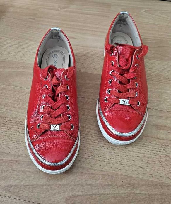 Sneakersy skórzane Caprice 38(24,5cm) czerwone