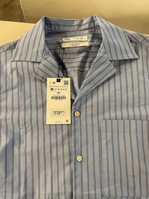 Camisa Azul às Riscas Zara Man
