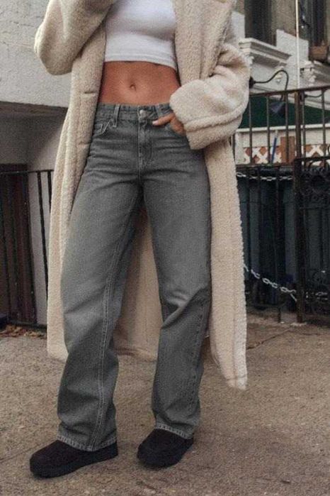 Джинси zara джинси trf wide leg mid rise full length