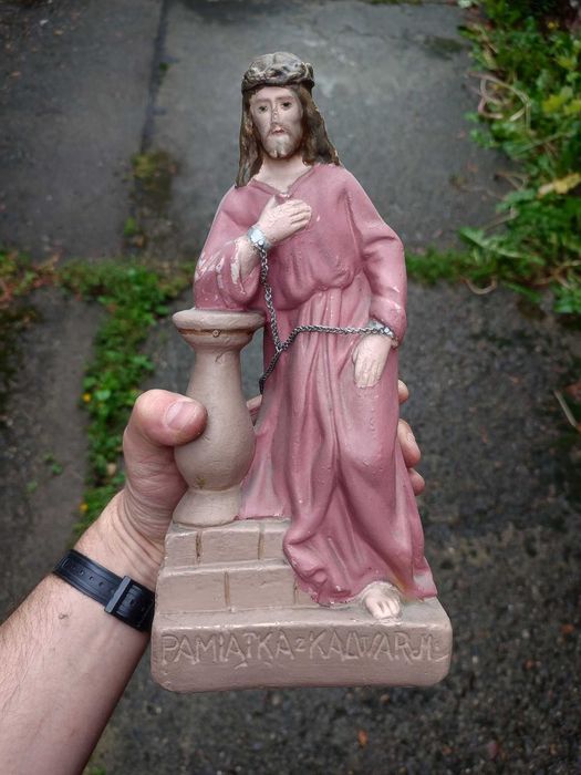 Stara  FIGURKA JEZUS - ŚWIĘTY - figura przedwojenna Kalwaria religijna