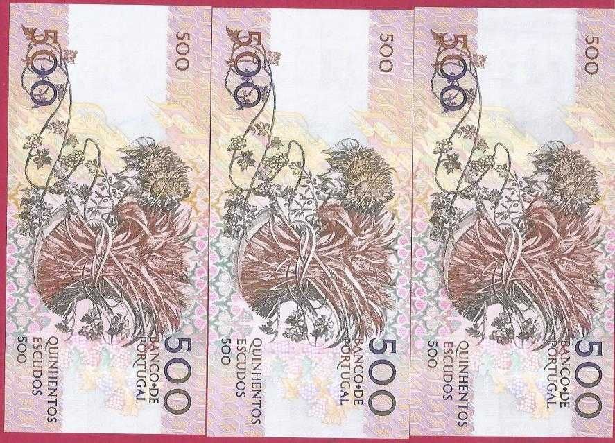 NOTAS DA REPUBLICA 3 NOTAS DE 500 ESCUDOS CH12  3 DATAS BELAS