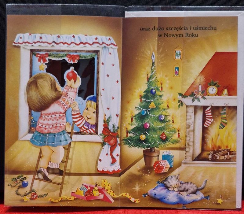 Kartki świąteczne z życzeniami i kopertami - zestaw 5 sztuk 19 x 12 cm