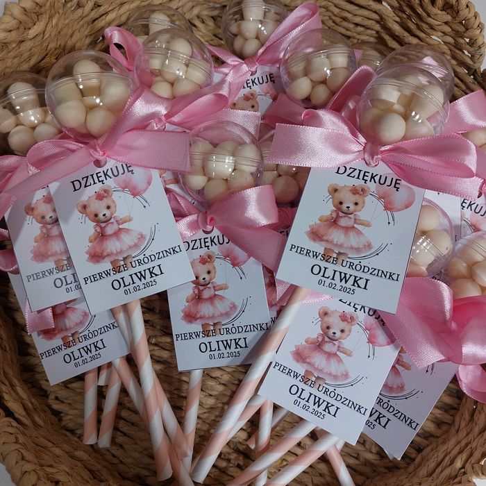 Słodkie podziekowania grzechotki roczek