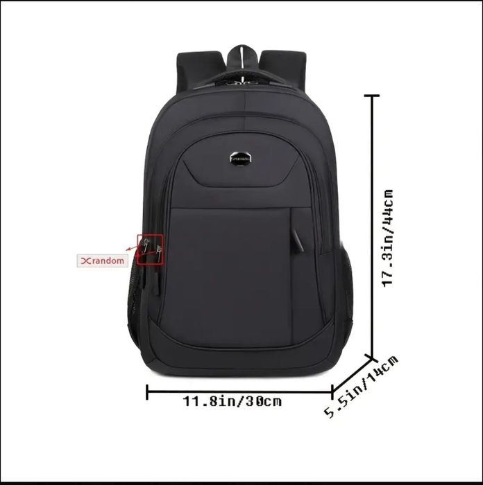 Duży plecak unisex  – czarny, z przegrodą na laptopa, wiele kieszeni.