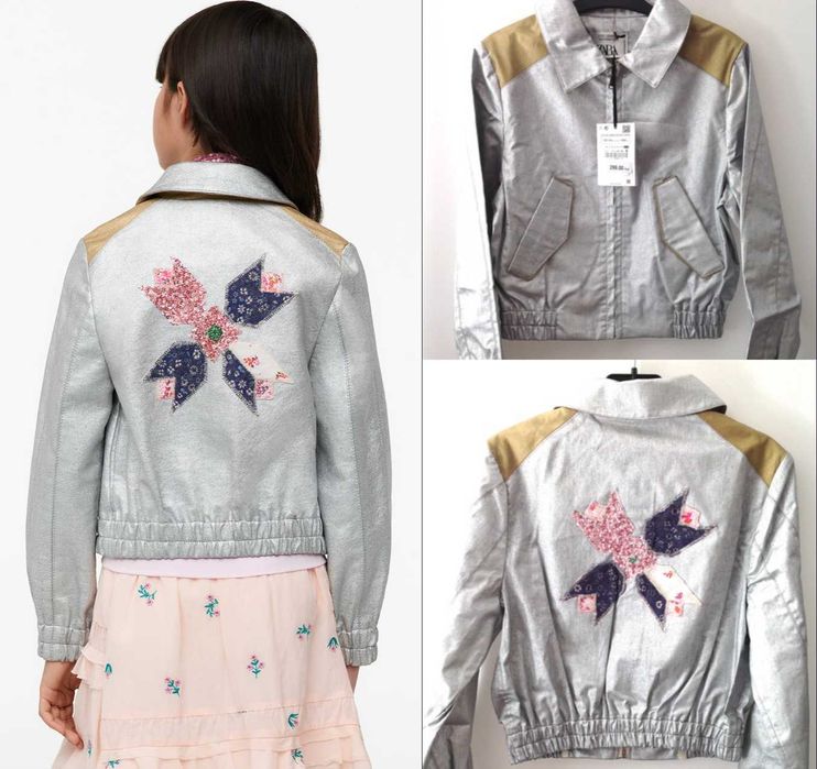 ZARA srebrna kurtka bomber limit.edycja 13 14 lat