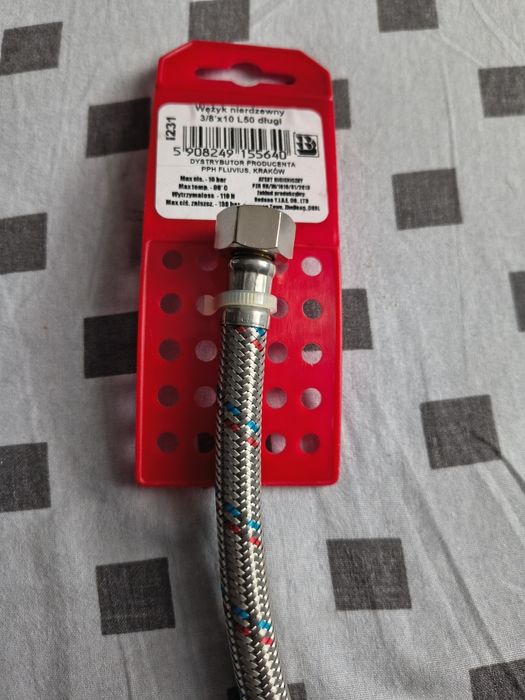 Wężyk nierdzewny 3/8'x10 L50 długi ,nowy..