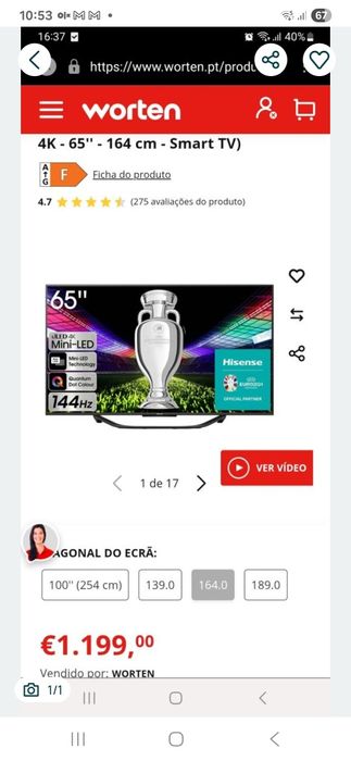 Smart tv hisense 65 polegadas479295387081134080