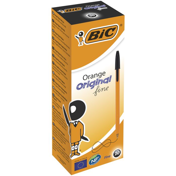 Paczka Długopis Orange Original Fine Bic Czarny Pudełko 20Szt Bic Nowa Nieużywana