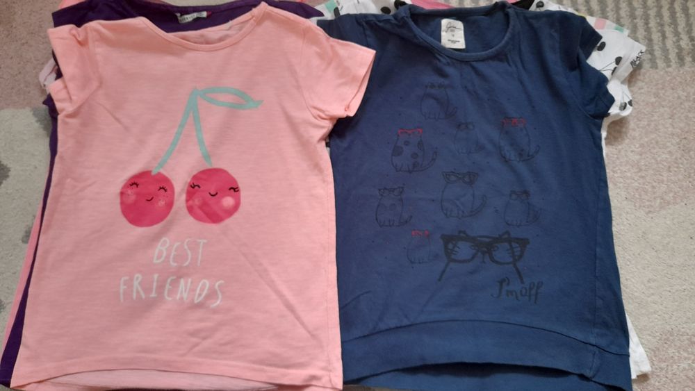 Bluzki t-shirt krótki rękaw dla dziewczynki ± 128 8 szt.