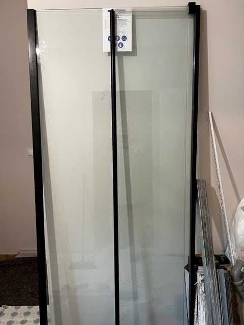 SANSWISS Walk-In EASY STR4P 80cm + ścianka boczna 42cm, czarny mat