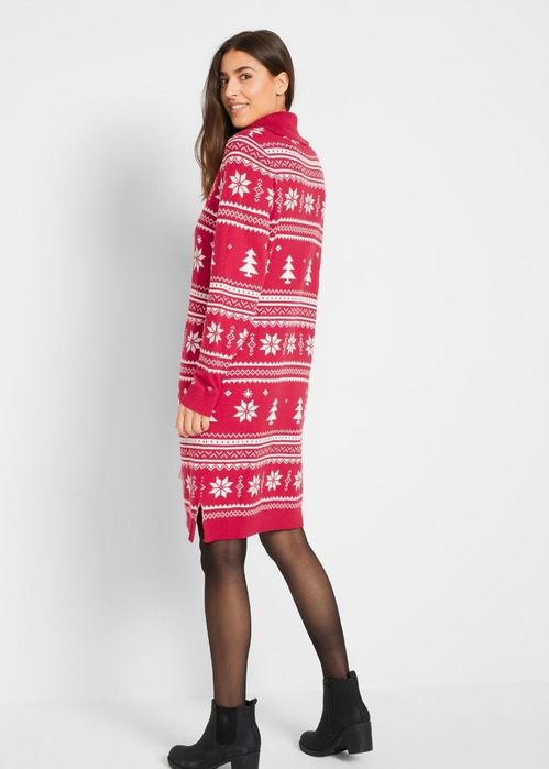 B.P.C sukienka dzianinowa świąteczna 3D z golfem r.40/42