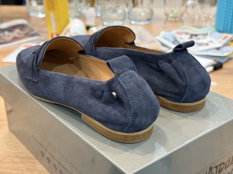 Buty Venezia – zamszowe mokasyny, granatowe, nowe, r. 36
