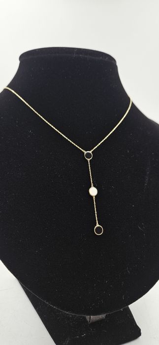 Złoty naszyjnik kaskadowy z okrągłymi zdobieniami 585 GOLD MONEY