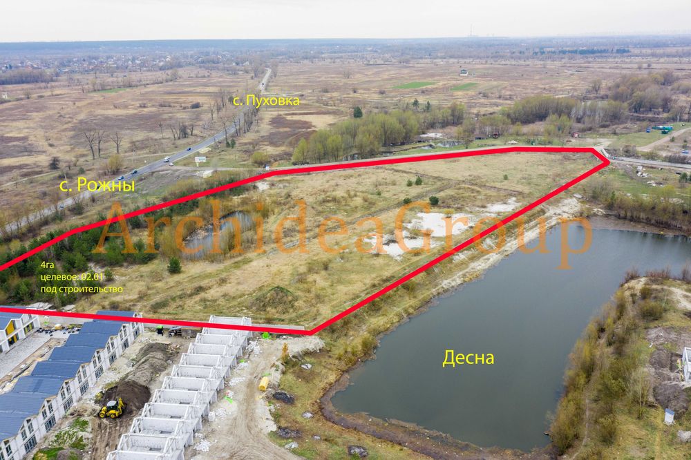 Мальовнича  ділянка 4 га в Рожнах з виходом на Десну для  КМ