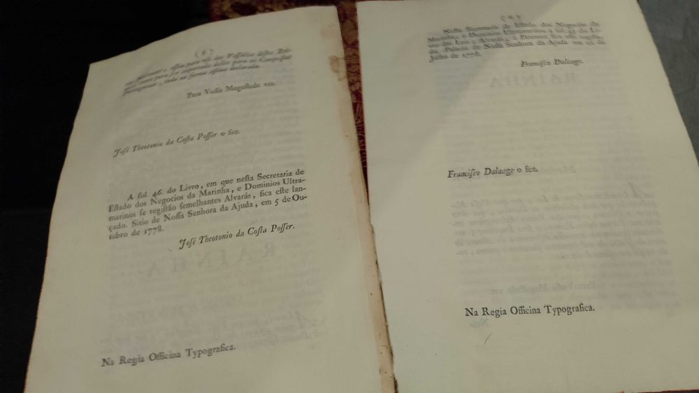 Domínios e Acidentes Pólvora 1778 - 2 Alvarás Regio